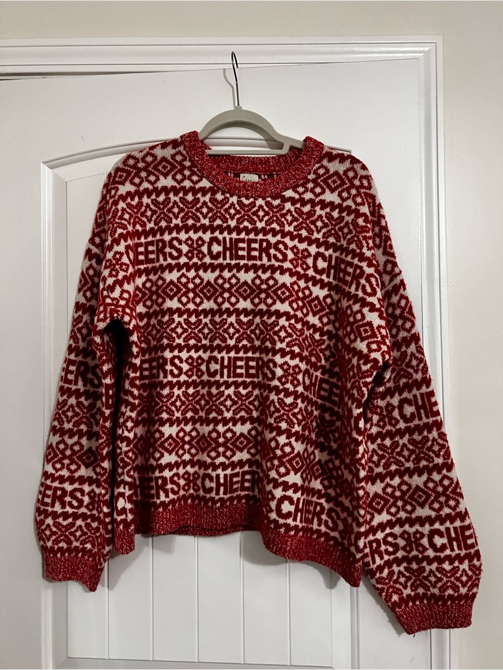 A New Day Target XXL “Cheers” Holiday Sweater Red & White Cozy Knit